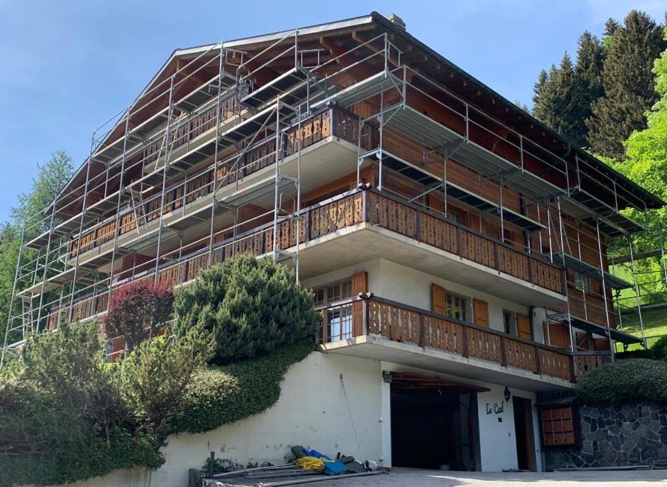 échafaudage pour sablage chalet